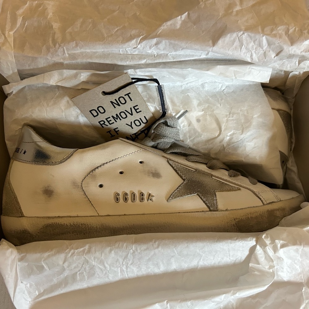 Golden Goose Super-Star Classic with Spur, white/ice/silver, Size 39, New in box